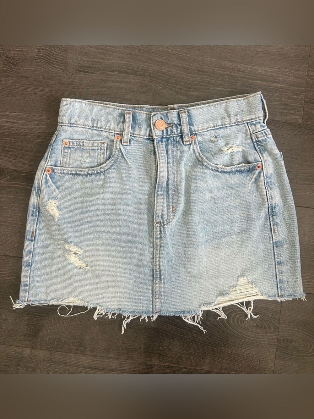 GARAGE Light Wash Denim Mini Skirt